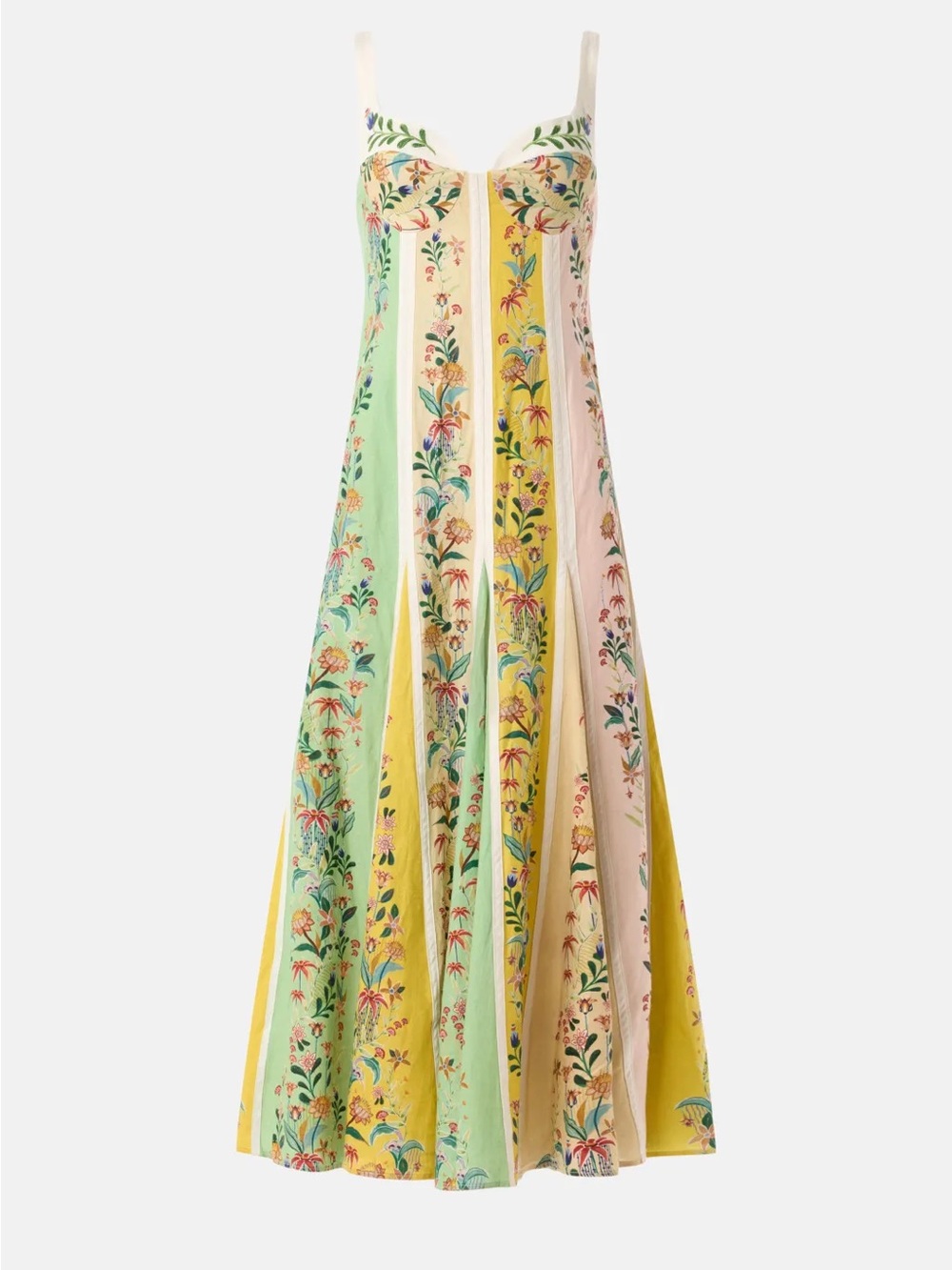 Christian Lacroix Multicolor Delicate Floral Stripes Maxi Dress Size 2 (Farm Rio - Picture 2 of 7